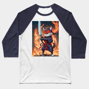 Ninja cat Baseball T-Shirt